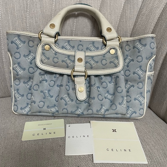 CELINE Blue Ivory Monogram Tote Bag - Picture 1 of 14